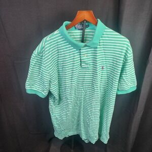 Polo Ralph Lauren Shirt Mens XXL Teal And White Stripes